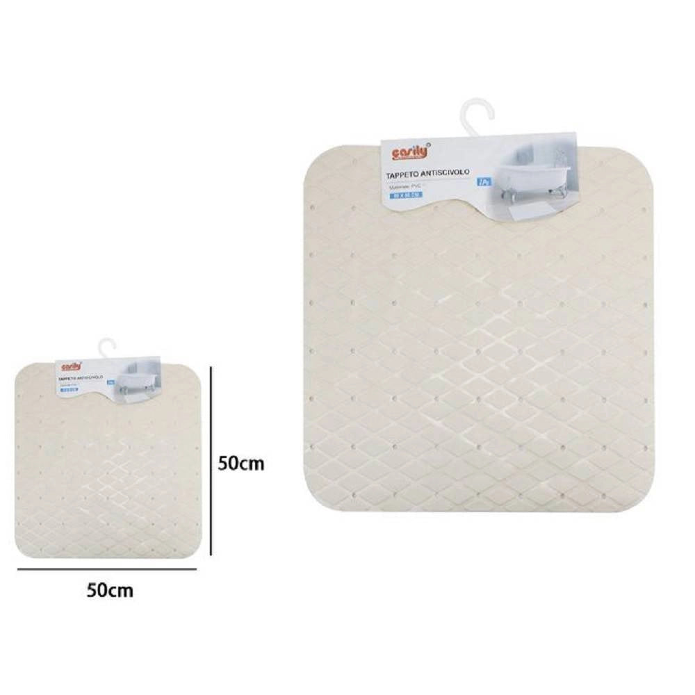 Trade Shop - Tappeto Tappetino In Pvc Antiscivolo Per Vasca Bagno Doccia 50x50 Cm 79729 Beige -