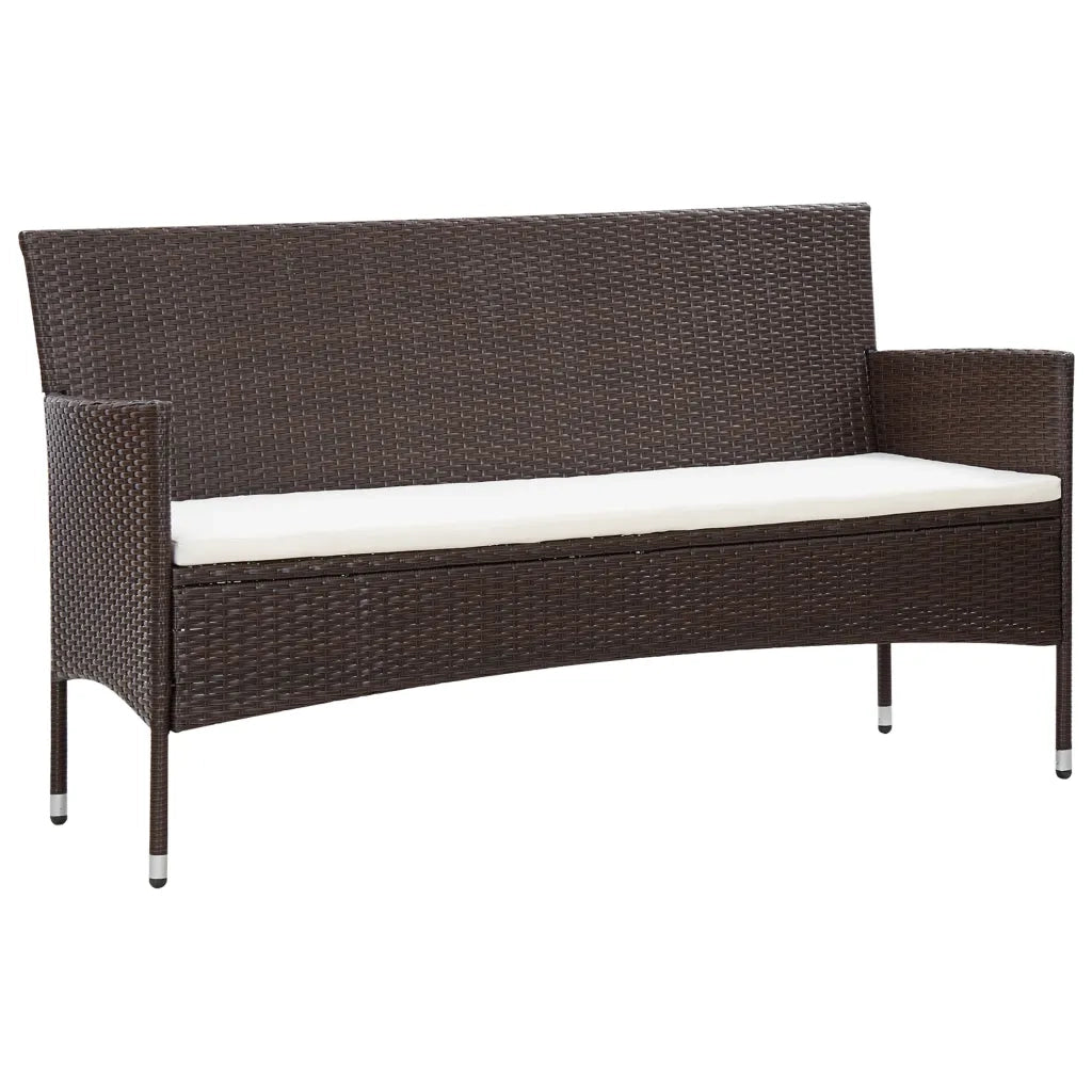 Set Divani da Giardino 5 pz | Set Salotto da Giardino con Cuscini in Polyrattan Marrone