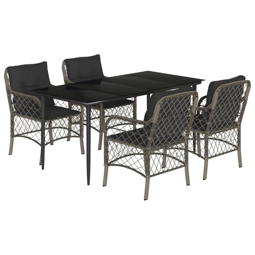 Set da Pranzo da Giardino 5 pz con Cuscini in Polyrattan Grigio 3212127