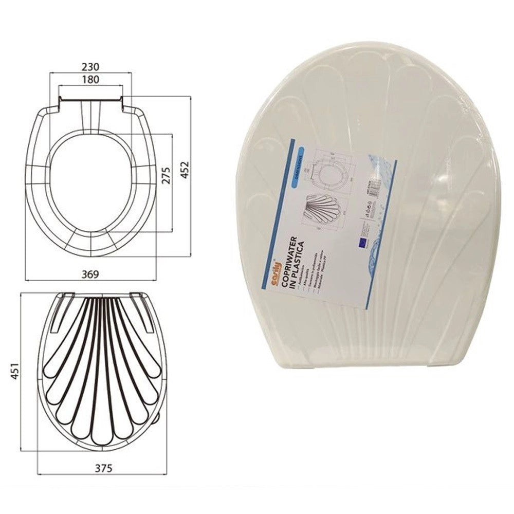 Trade Shop - Copriwater Coprivaso Sedile Wc In Plastica Tavoletta Da Bagno Dalia Bianco 87638 -