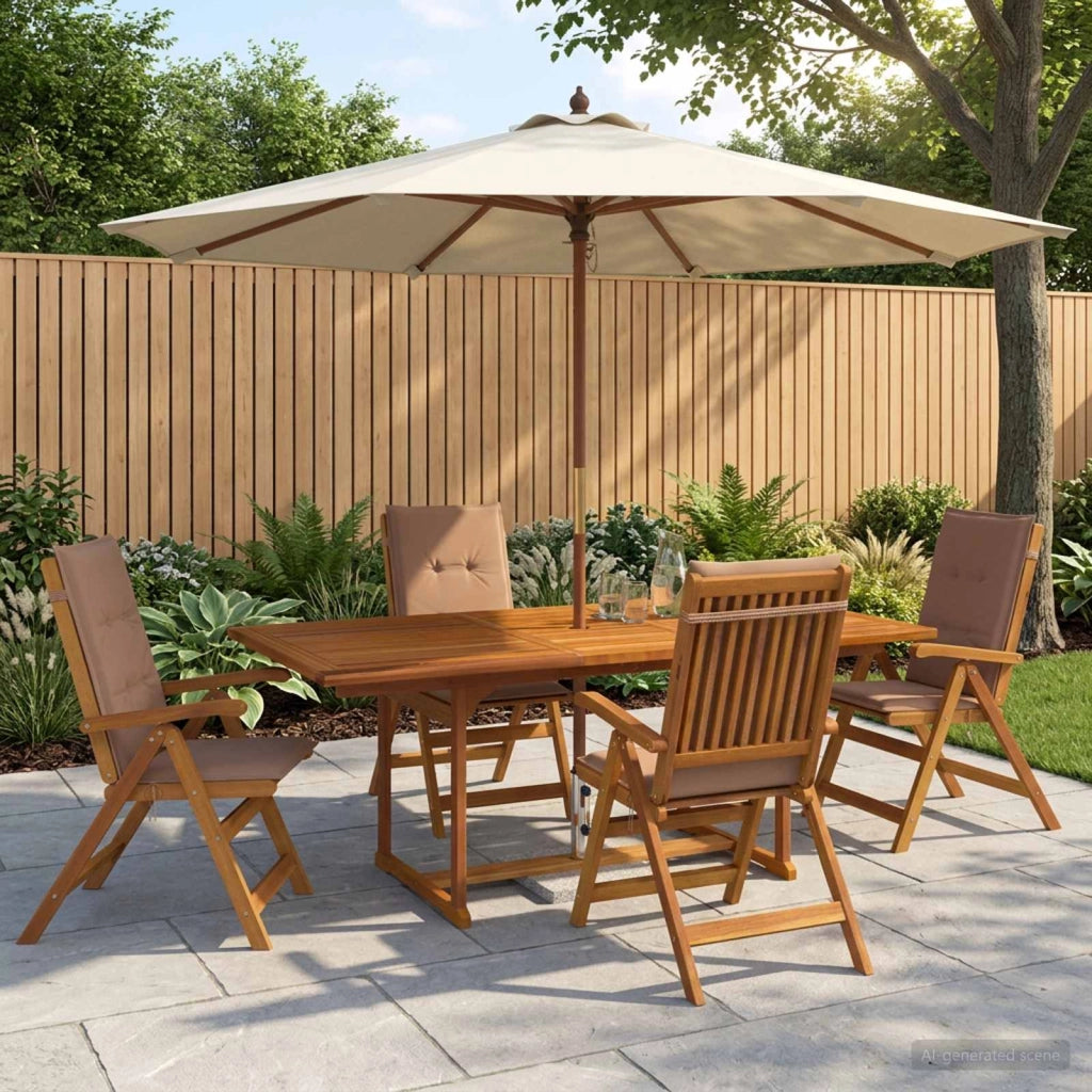 Set da pranzo da giardino 5 pezzi Naturale 3434521