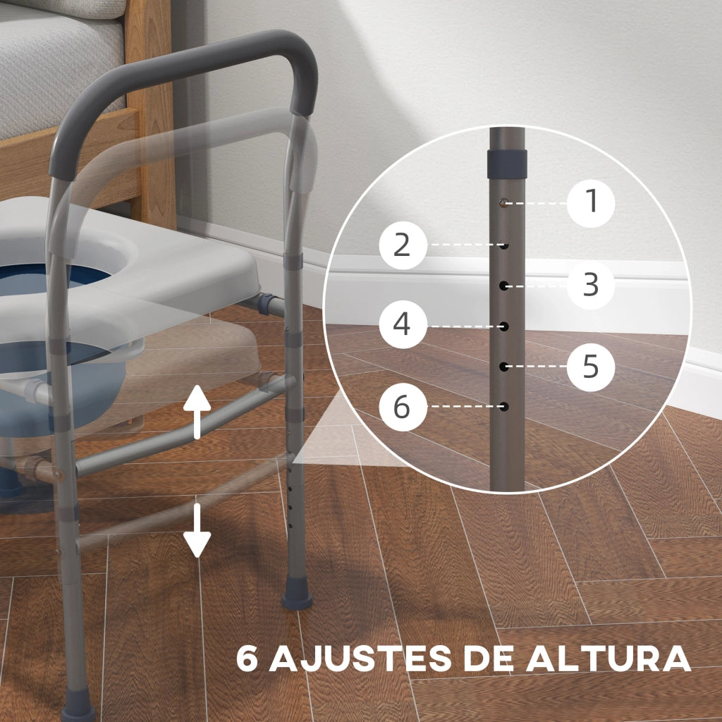 Sedia WC in alluminio regolabile con cuscinetti antiscivolo ¨C zephmum ¨C Grigio