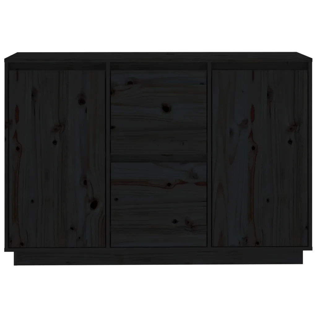 Credenza Nera 111x34x75 cm in Legno Massello di Pino 814313