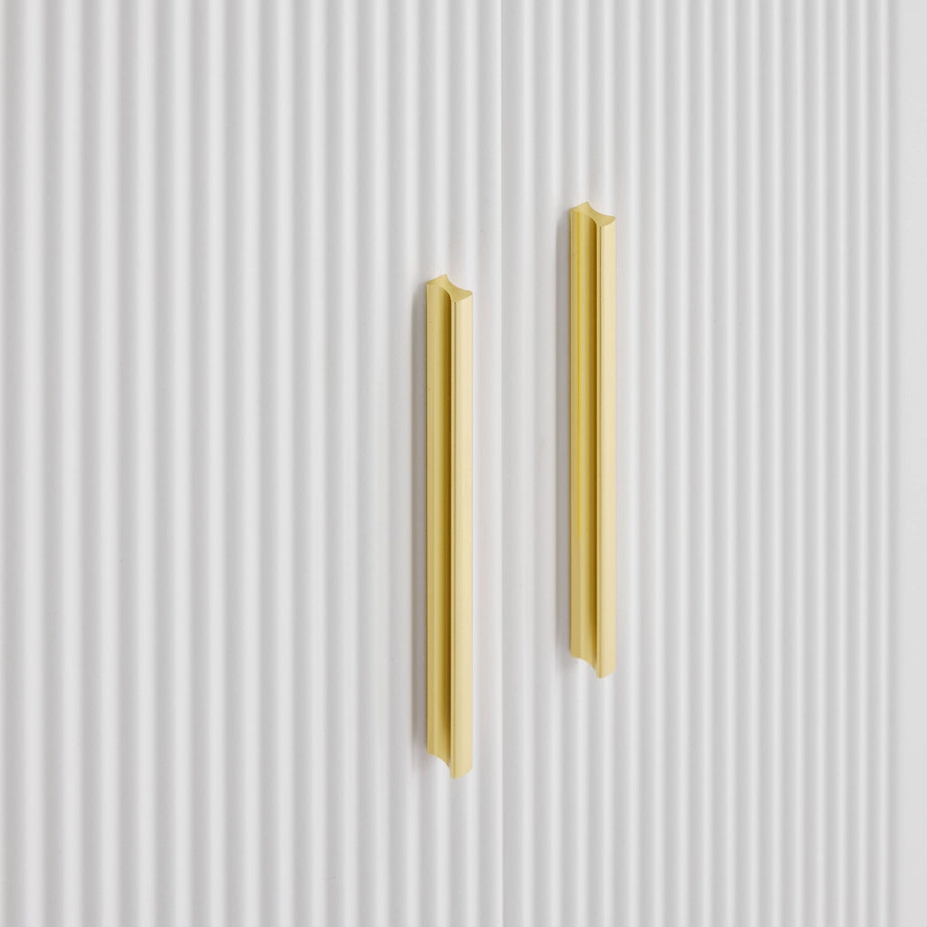Credenza Bianca Moderna Mobile Buffet 4 Ante Opaco e Oro 160x35x100cm