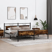 vidaXL Giroletto senza Materaso in Metallo Rovere Fumo 200x200 cm
