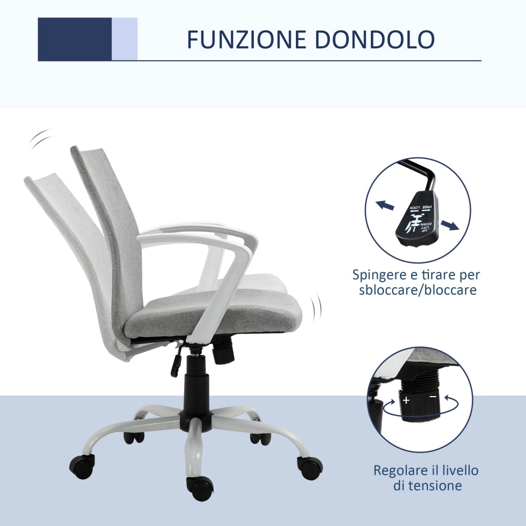 Sedia Ergonomica e Girevole da Ufficio in Tessuto Grigio 61x61x89-99 cm