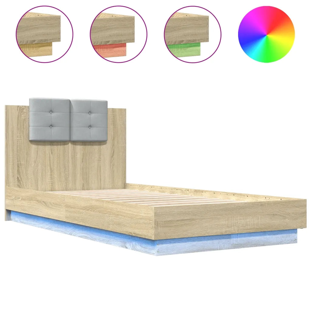 Giroletto con Testiera e LED Rovere Sonoma 90x190 cm 3210061