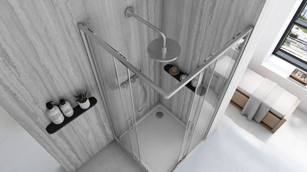 Cabina Doccia Rea City 90x90 Nickel Brush senza piatto doccia