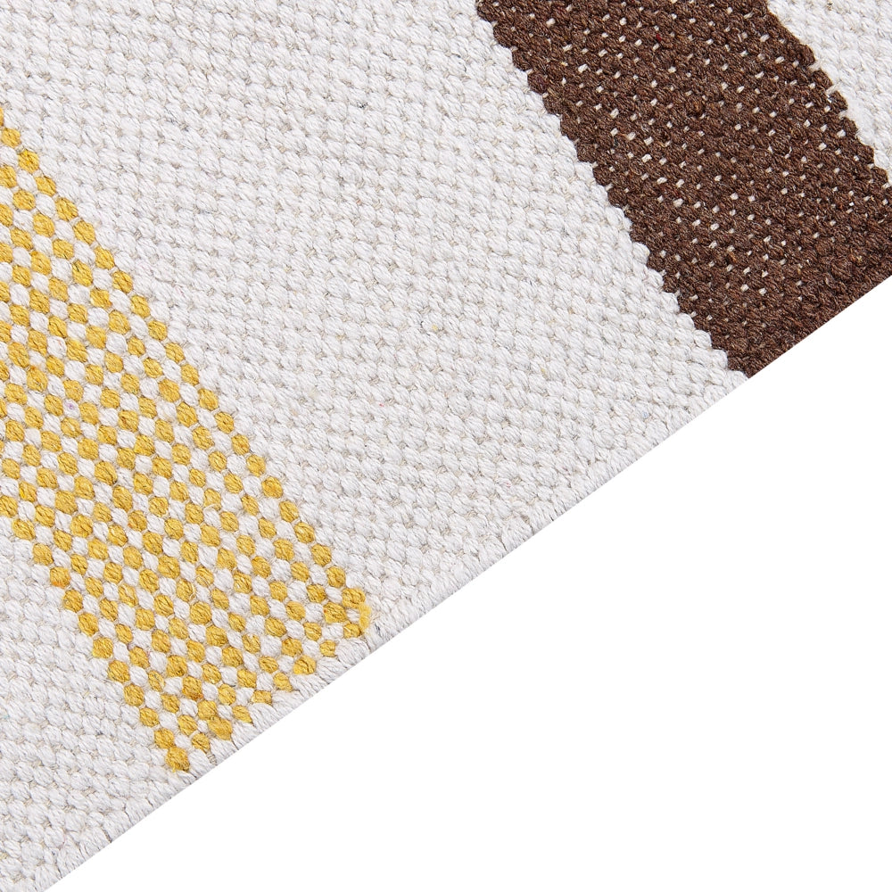 Tappeto marrone e beige strisce cotone 140 x 200 cm rettangolare tessuto a mano