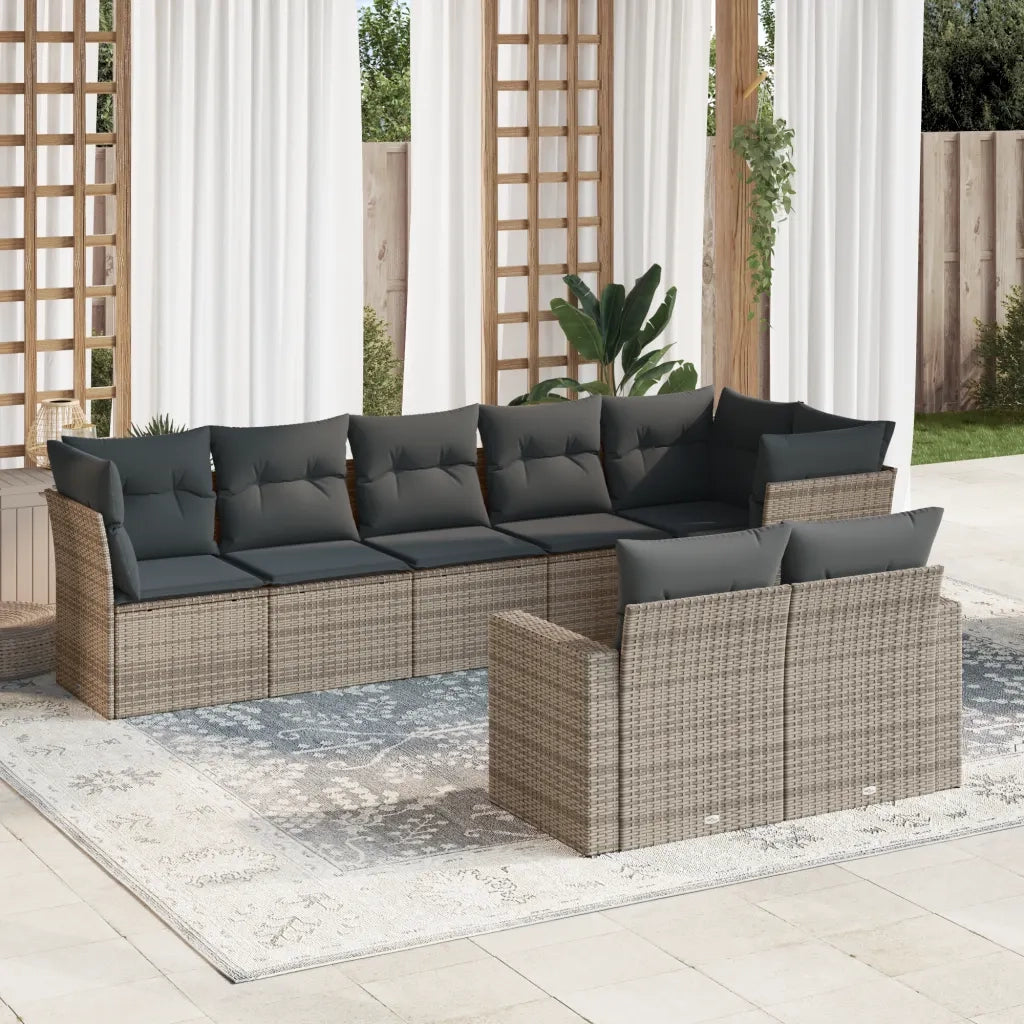 Set Divano da Giardino 8 pz con Cuscini Grigio in Polyrattancod mxl 112013