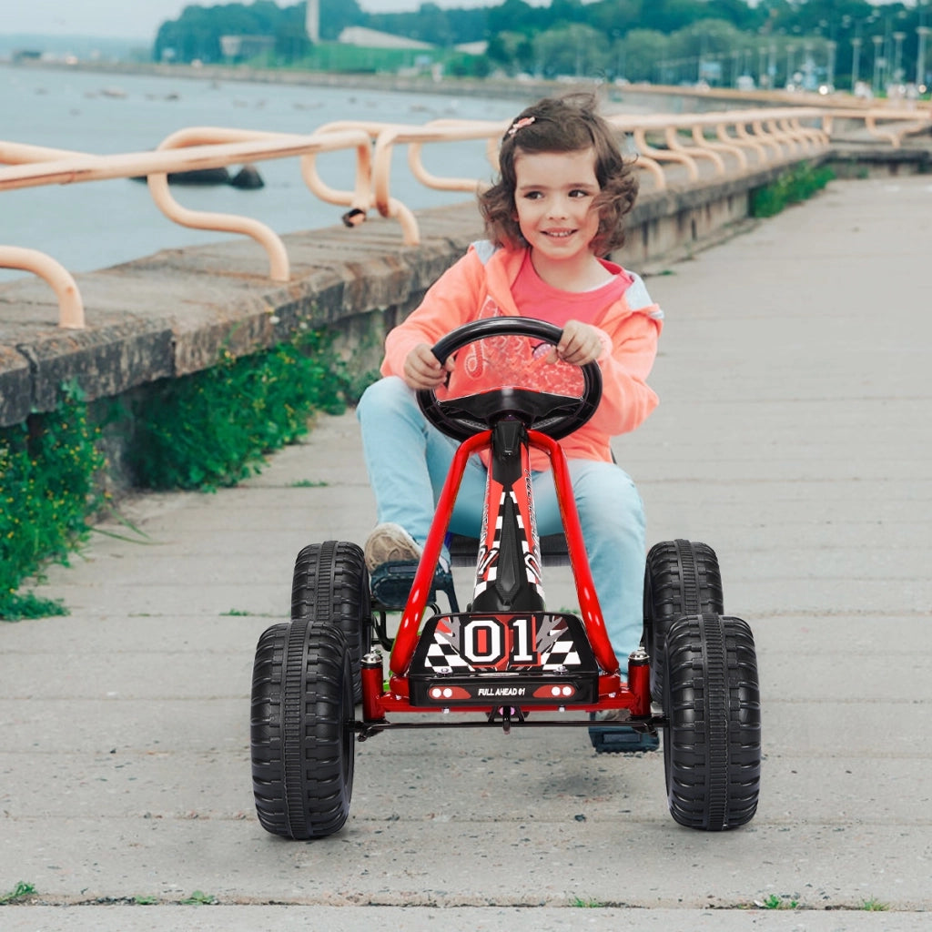 Go kart giocattolo con sedile regolabile e freno a mano stabile, Go kart a pedali robusti sicuri per bambini Rosso-Go Kart