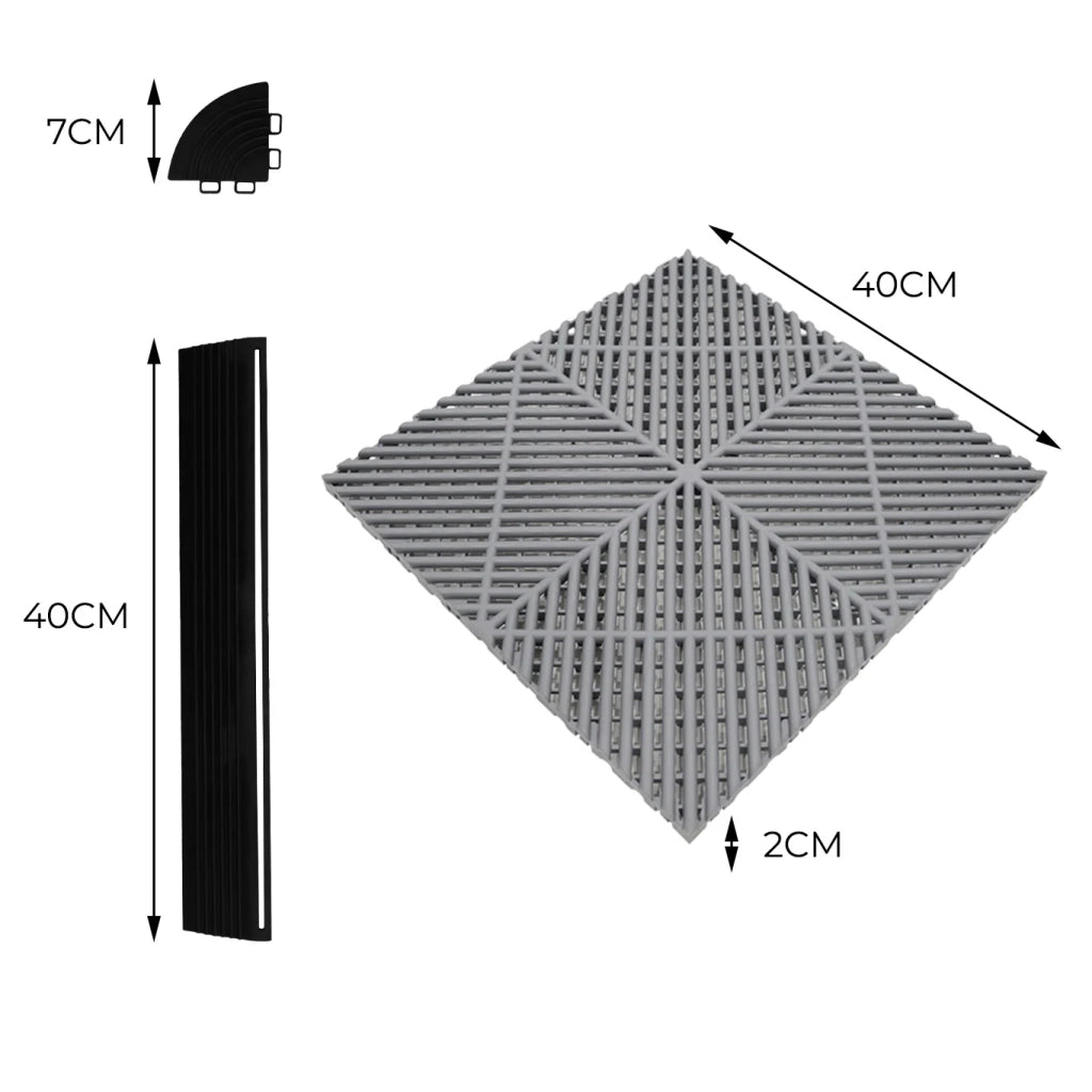 120 piastrelle modulari Grigie + 14 luci LED esagonali 6500K e bordi.