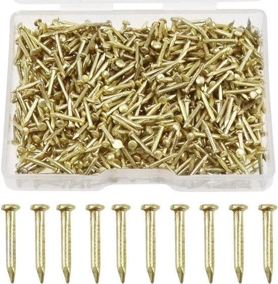 Mininagels in acciaio dorato per legno - 10 mm - Set di 80 g (800-900 pezzi) - Foto a filo manuale - Accessori di fissaggio