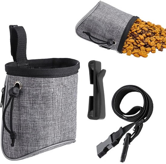 Borsa per cibo per cani multifunzionale - Dispensatore di sacchetti per escrementi - Impermeabile - Cinturino regolabile - Tela di alta qualità Oxford - Borsa per cani