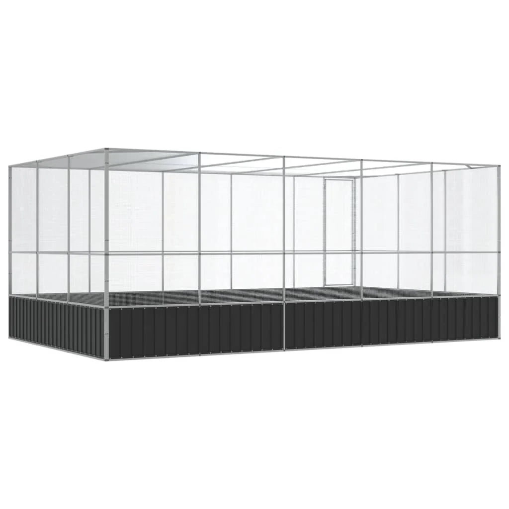 Voliera a gabbia con estensione in argento 518 x 307 x 212 cm acciaio argentato 02_0045657