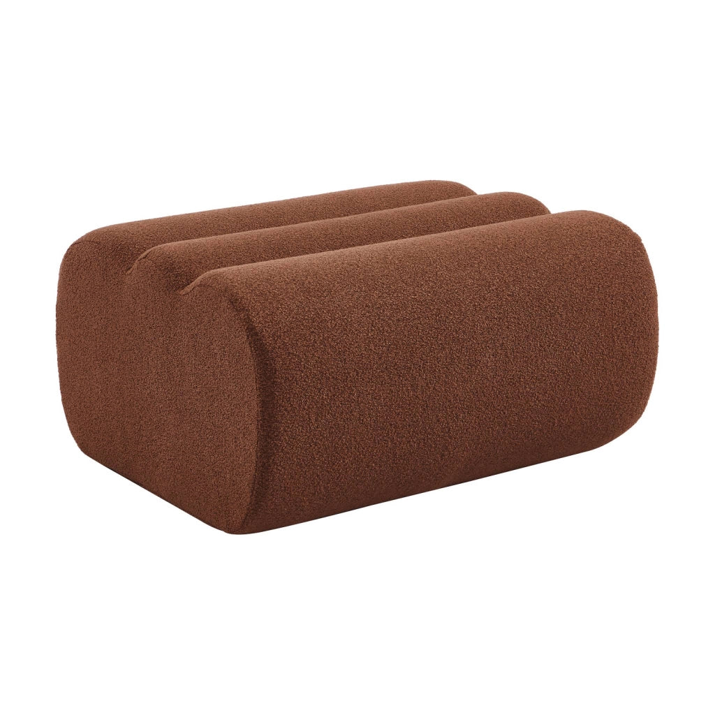 Pouf, poggiapiedi per poltrona nova in bouclé testurizzato, terracotta