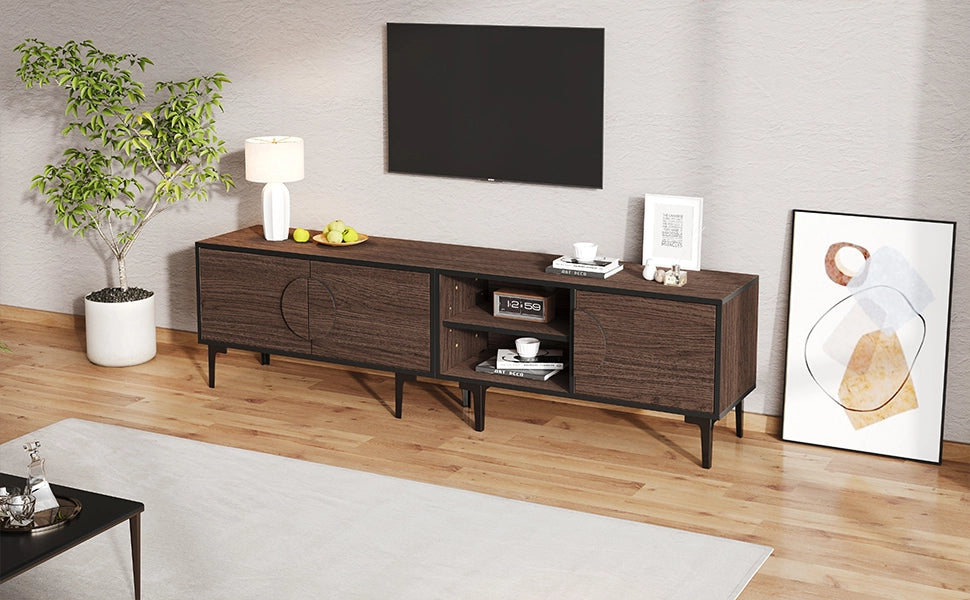 Lowboard TV 180 cm colore noce scuro in truciolare