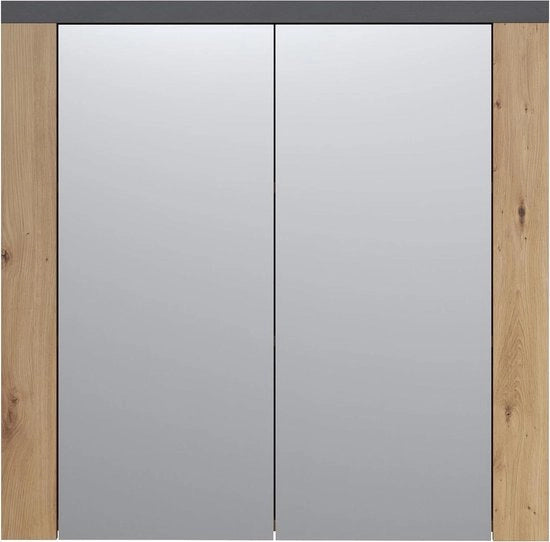 Specchio di legno in marrone grigio - 79 x 78 x 20 cm