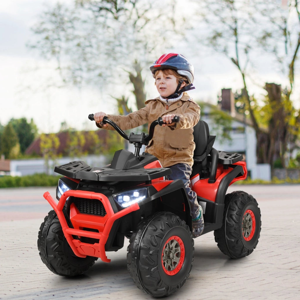 Veicolo per bambini con 4 ruote luci LED 2 velocit¨¤ musica USB sospensioni a molla, ATV elettrico 12V Rosso-Macchinine giocattoli