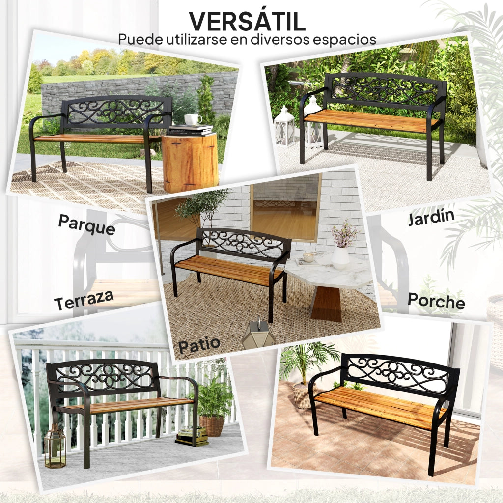 Divano da giardino 2 posti ¨C zephmum ¨C nero e legno 127x56x80