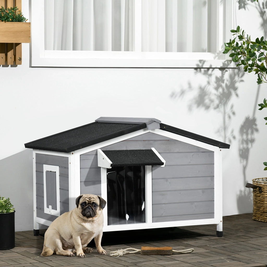 Casetta per Cani in Legno con Tetto e Base ¨C Minimal ¨C 97x72x65 cm Grigio