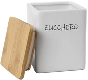 Barattolo quadrato in ceramica con tappo di legno Colore e Fantasia: ZUCCHERO