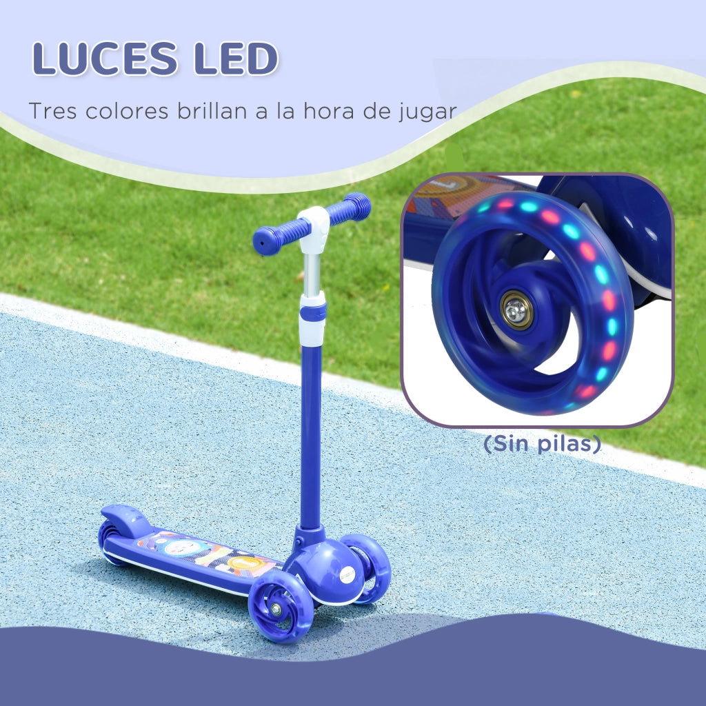 Patinete Bambini con Luci LED ¨C Zephmum ¨C Blu 52x29x63-76 cm