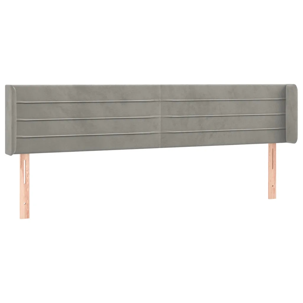 Testiera ad Orecchio-Testata con Orecchie Grigio Chiaro 183x16x78/88 cm in Velluto 441851