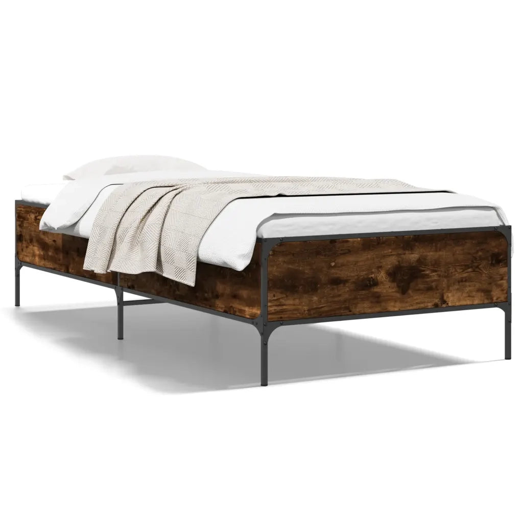 Giroletto-Struttura Letto Rovere Fumo 100x200 cm in Legno Multistrato e Metallo 965520