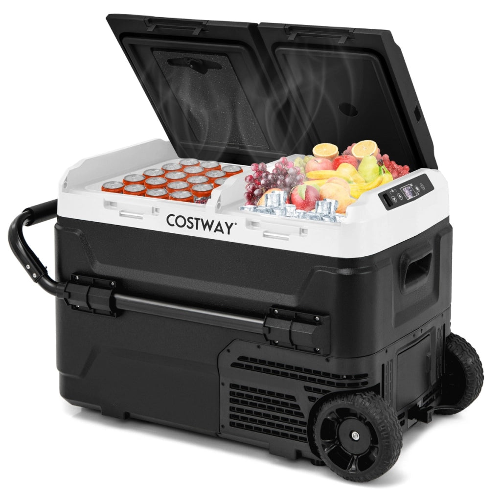 Frigorifero per auto 12V con 2 zone di raffreddamento, Congelatore portatile da 40L con compressore Nero