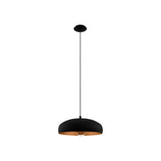 Lampadario Contemporaneo Mogano 1 Luce Acciaio Nero E Rame