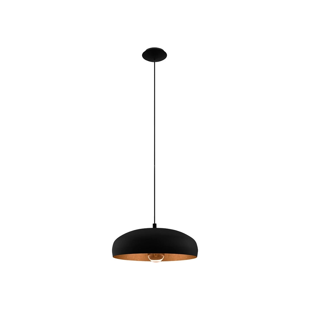 Lampadario Contemporaneo Mogano 1 Luce Acciaio Nero E Rame