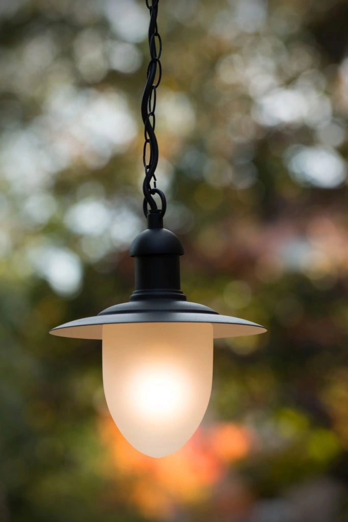 Lampada esterna sospesa Lucide Aruba E27 IP44 nera