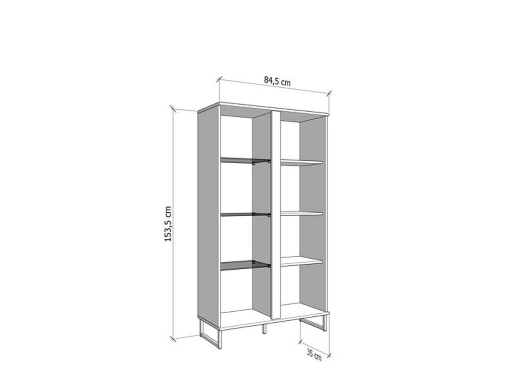 Mobile Espositore Mentana, Vetrina 6 Ripiani, 84.5x35x153.5h cm Marrone Rovere Nodi