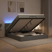 Letto Ottomano con Materasso e LED Grigio Scuro 200 x 200 cm 3456851