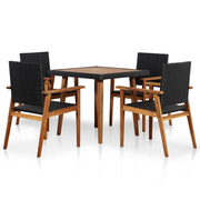 Set da Pranzo da Giardino 5 pz in Polyrattan Nero e Marrone cod mxl 32808