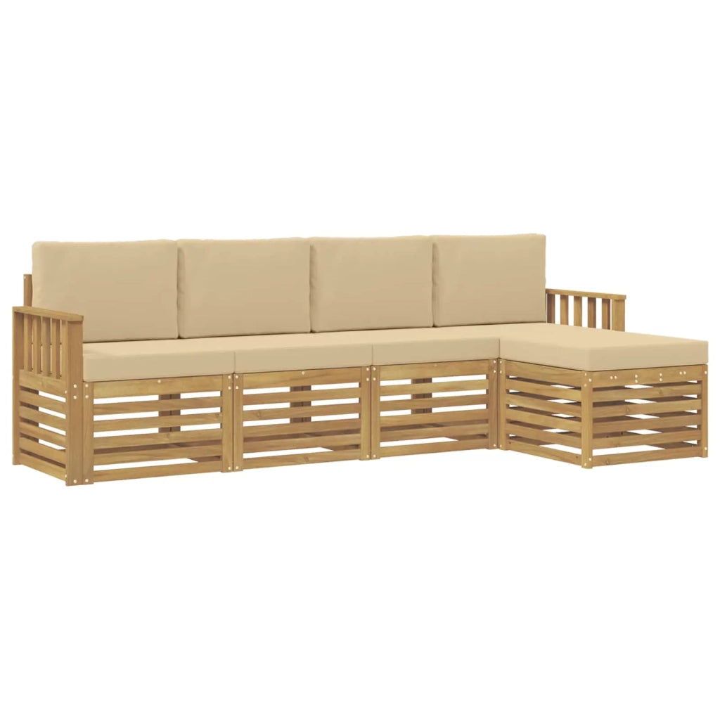 Set di divani da esterno 5 pcs Bianco e Beige