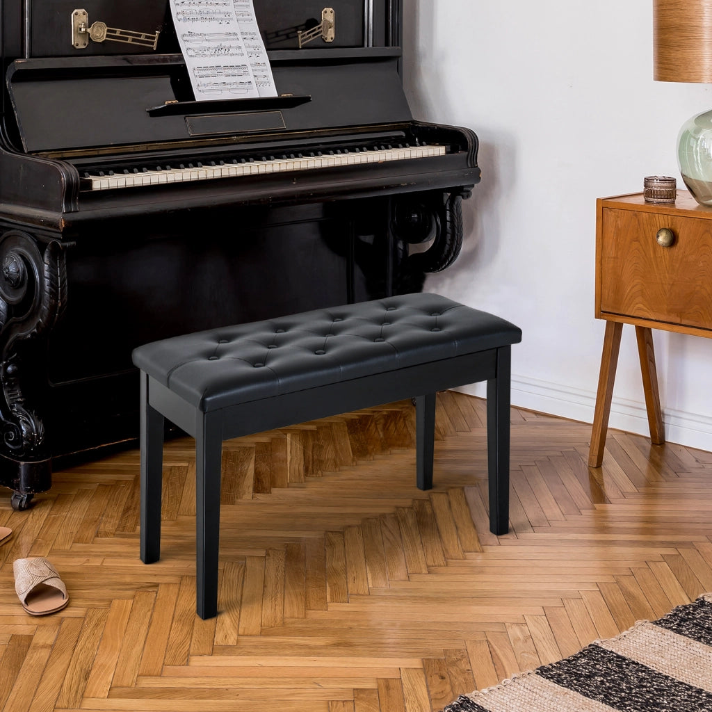 Sgabello con cassetto imbottito ¨C zephmum ¨C nero in tessuto similpelle