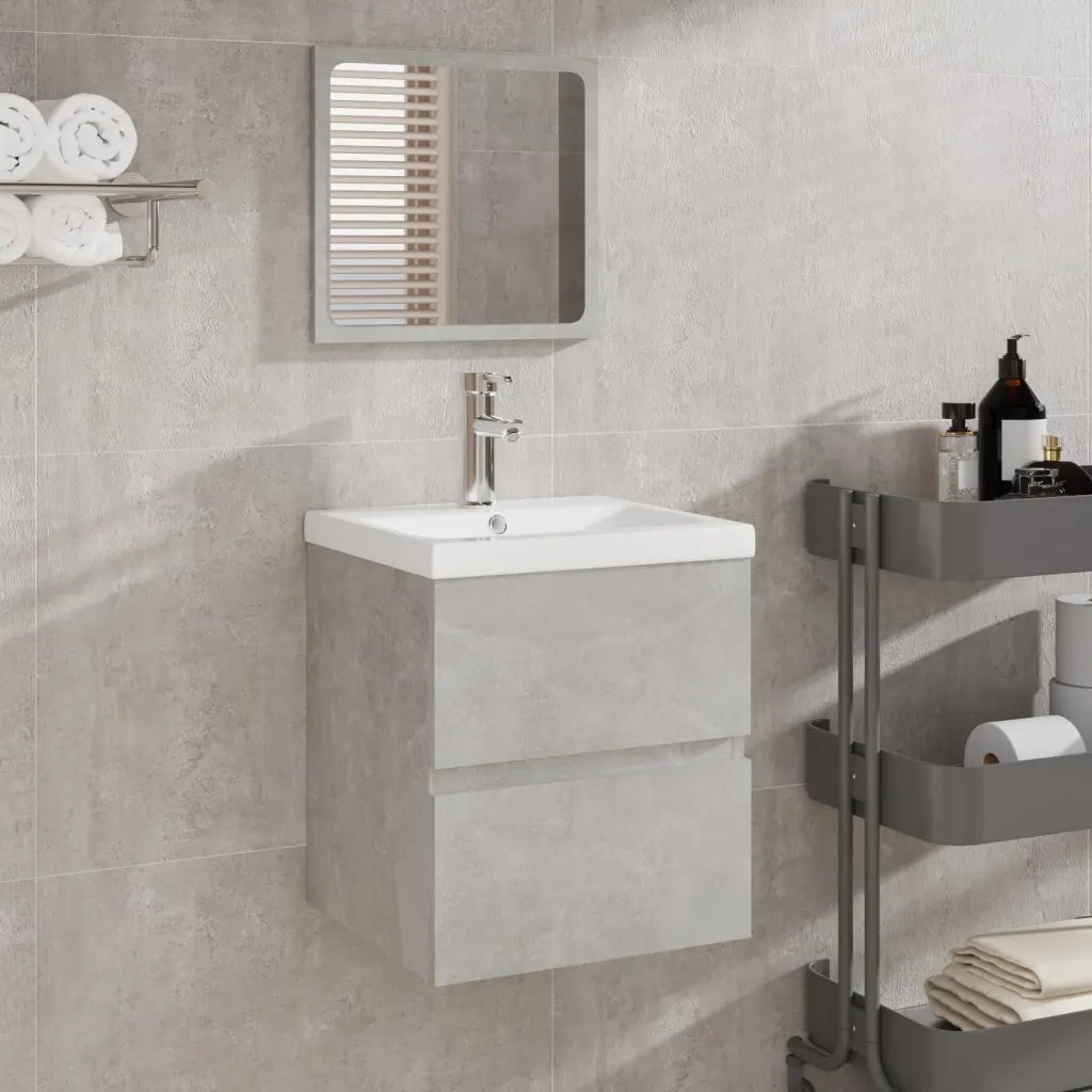 Mobile da Bagno con Lavabo e Specchio Grigio Cemento cod mxl 61965
