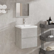 Mobile da Bagno con Lavabo e Specchio Grigio Cemento cod mxl 61965
