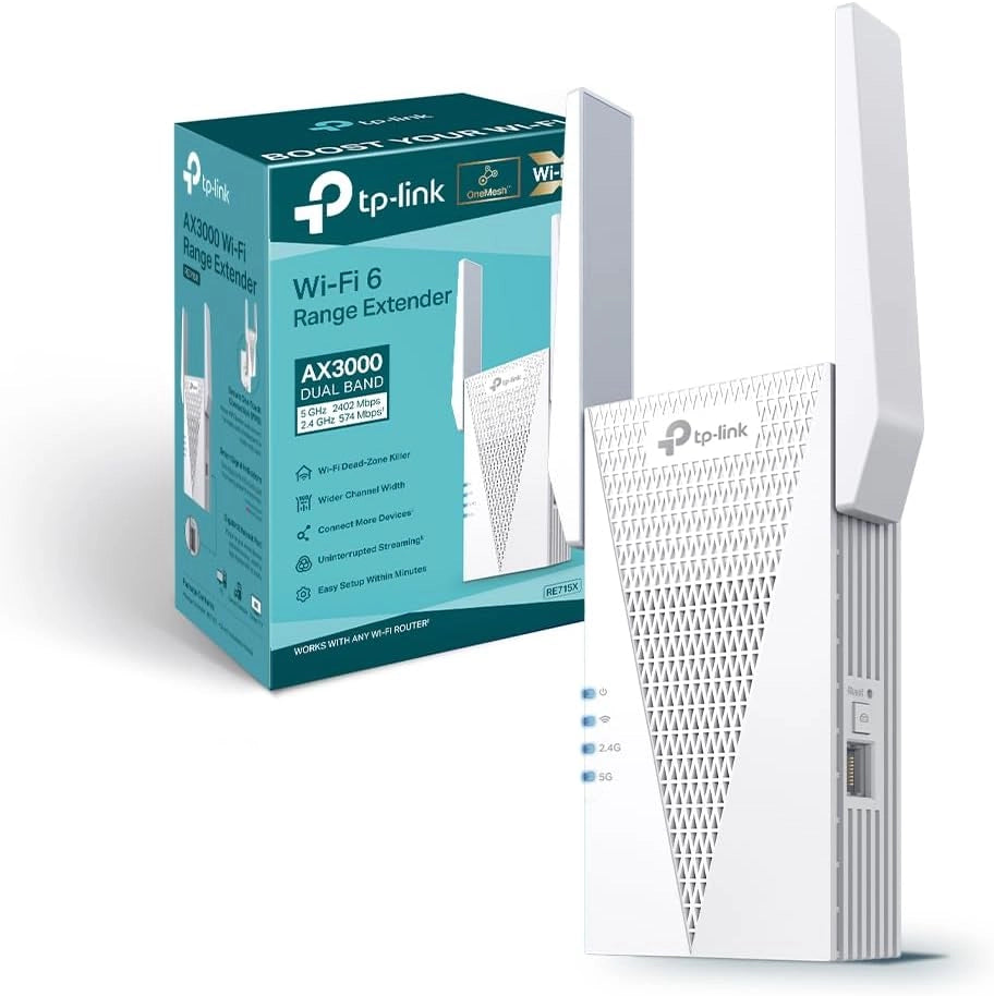 TP-Link RE815XE Ripetitore WiFi 6E AXE5400Mbps Tri-Band, 160MHz, Banda Dedicata a 6 GHz, Roaming Intelligente, EasyMesh, Amplificatore Mesh Extender, Ripetitore Per Casa, Access Point