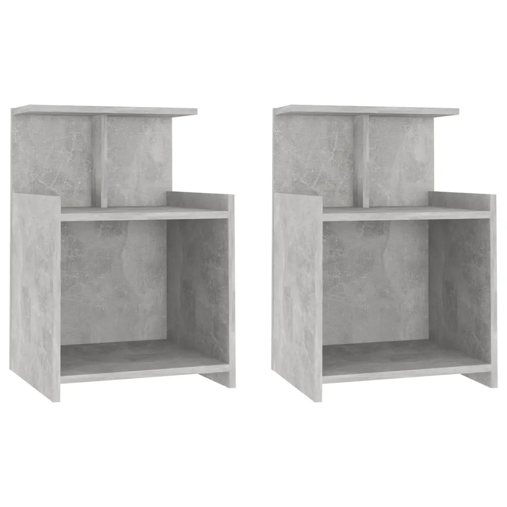 Set di 2 Comodini | Armadio da Notte | Mobiletto da notte Grigio Cemento 40x35x60 cm in Legno Multistrato