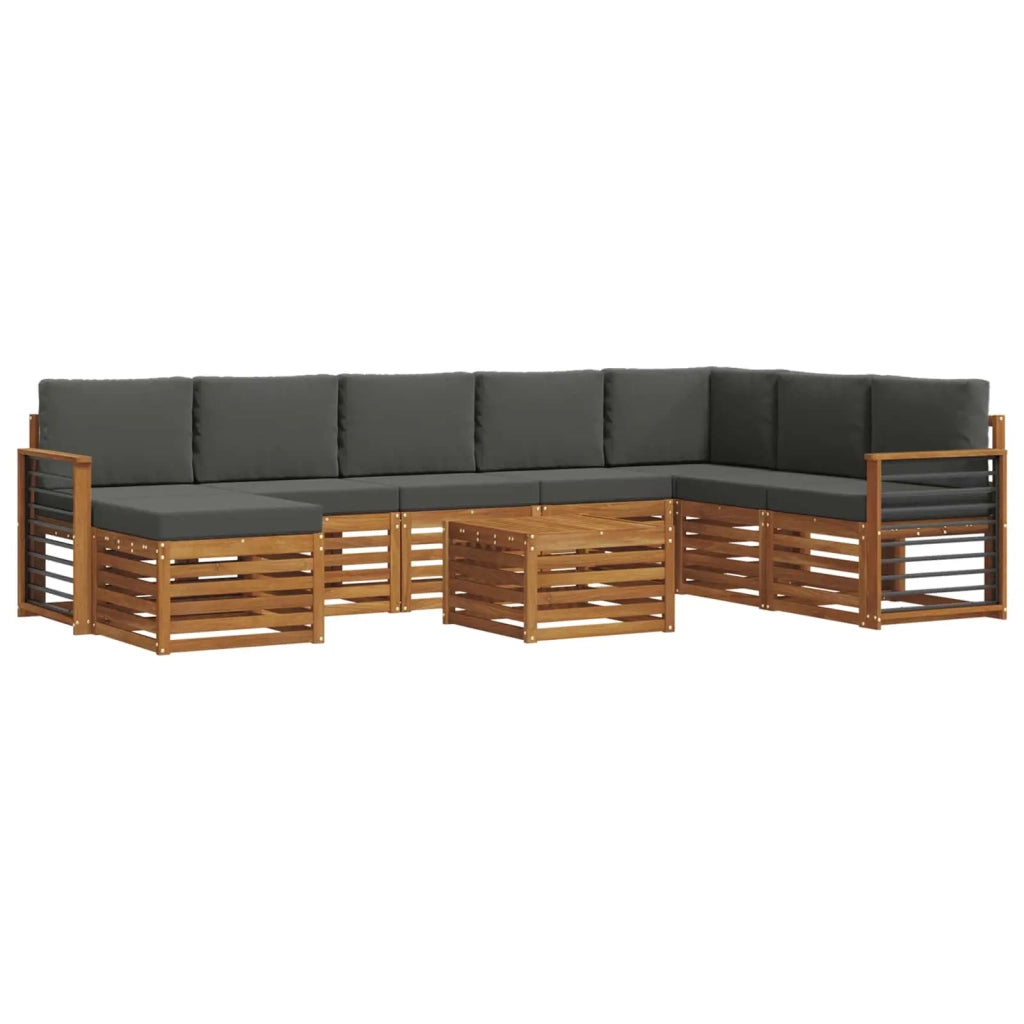 Set di divani da esterno con cuscino 9 pcs Naturale e Antracite