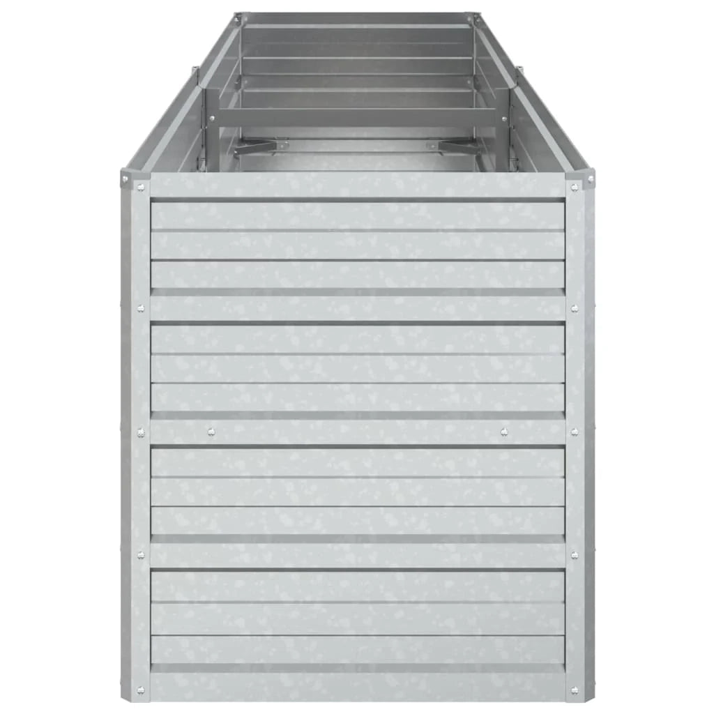 Fioriera rialzata per piante fiori patio giardino 160 x 40 x 45 cm acciaio zincato argento 02_0039372