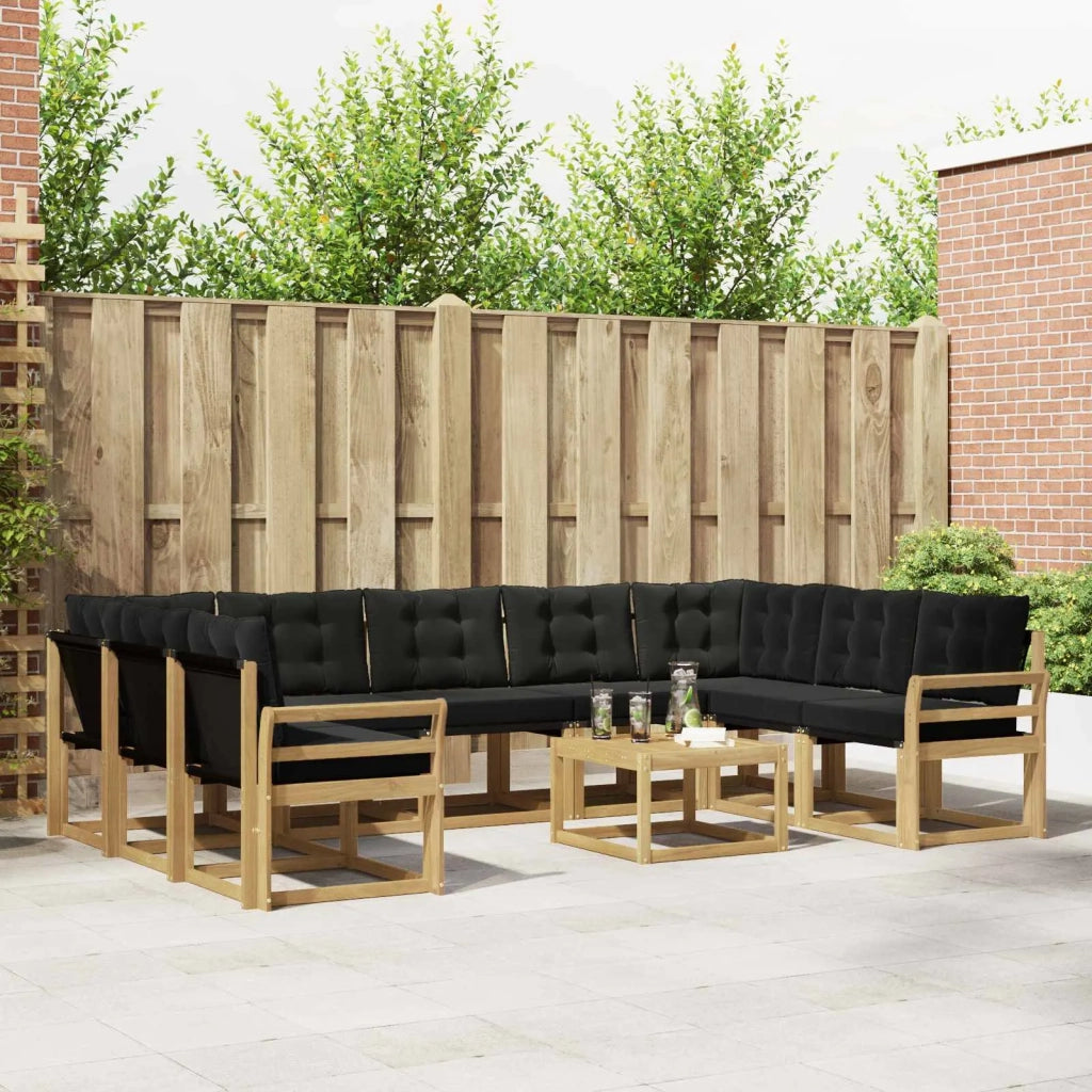 Set di divani da esterno 10 pz Bianco e Nero 3389886