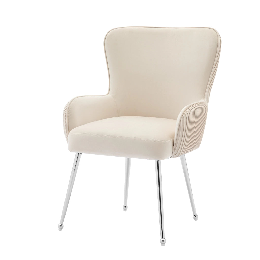 SEDIA da pranzo Set da 6 pezzi in velluto beige con braccioli e piedini regolabili