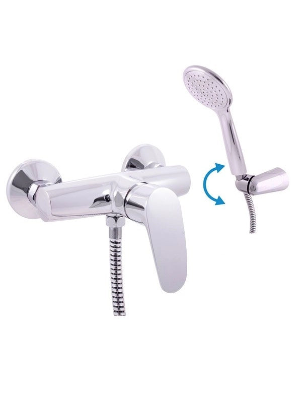 AMUR miscelatore doccia con supporto girevole doccia in ottone cromato