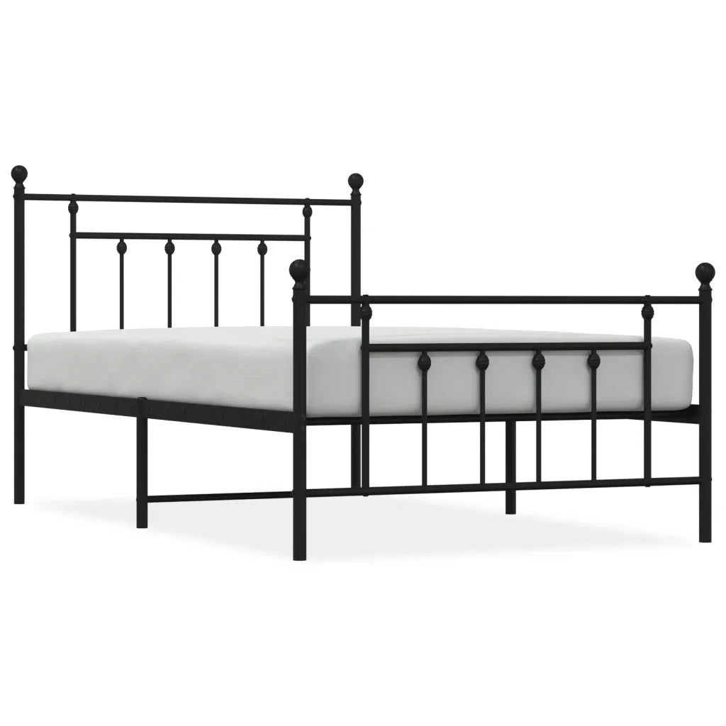 Giroletto con Testiera e Pediera-Struttura Letto Metallo Nero 107x203 cm 635903