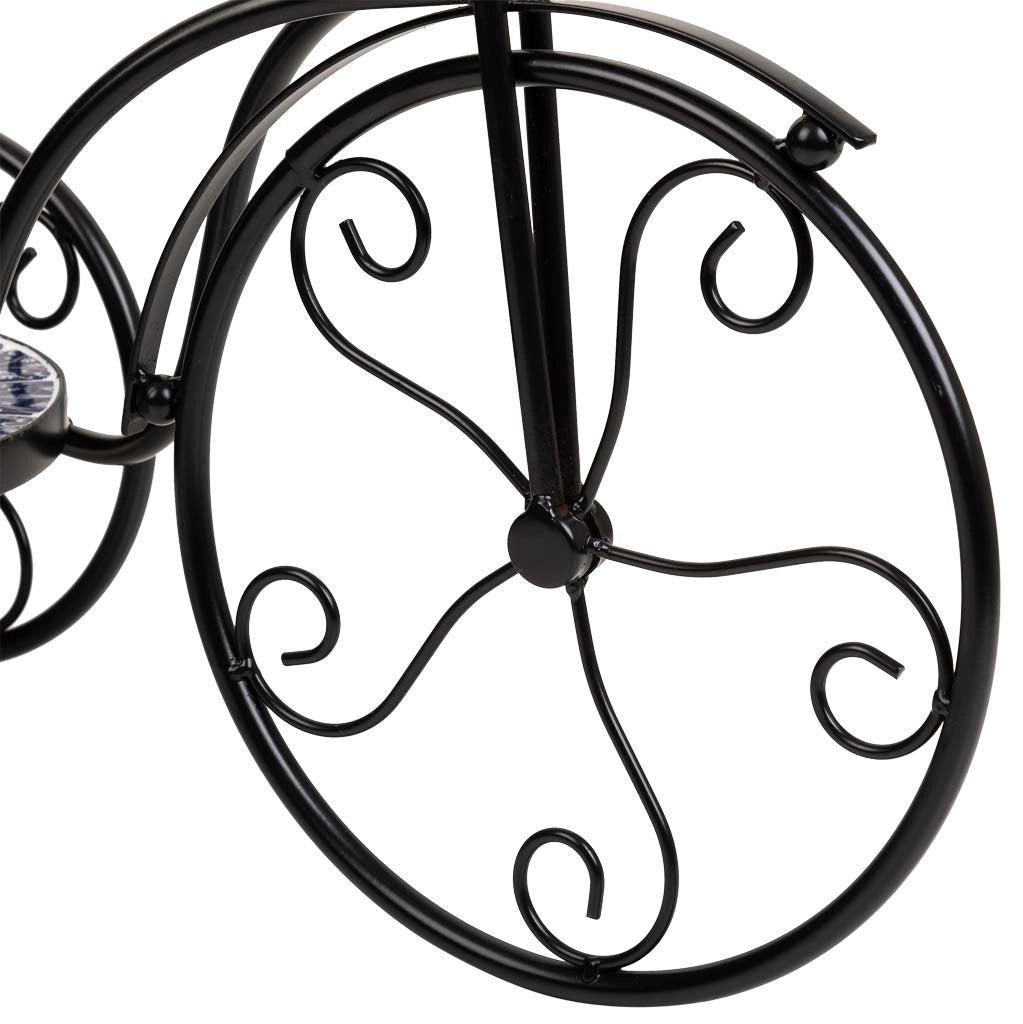 Portavaso bici in mosaico e metallo Blu 53x23,5x36h