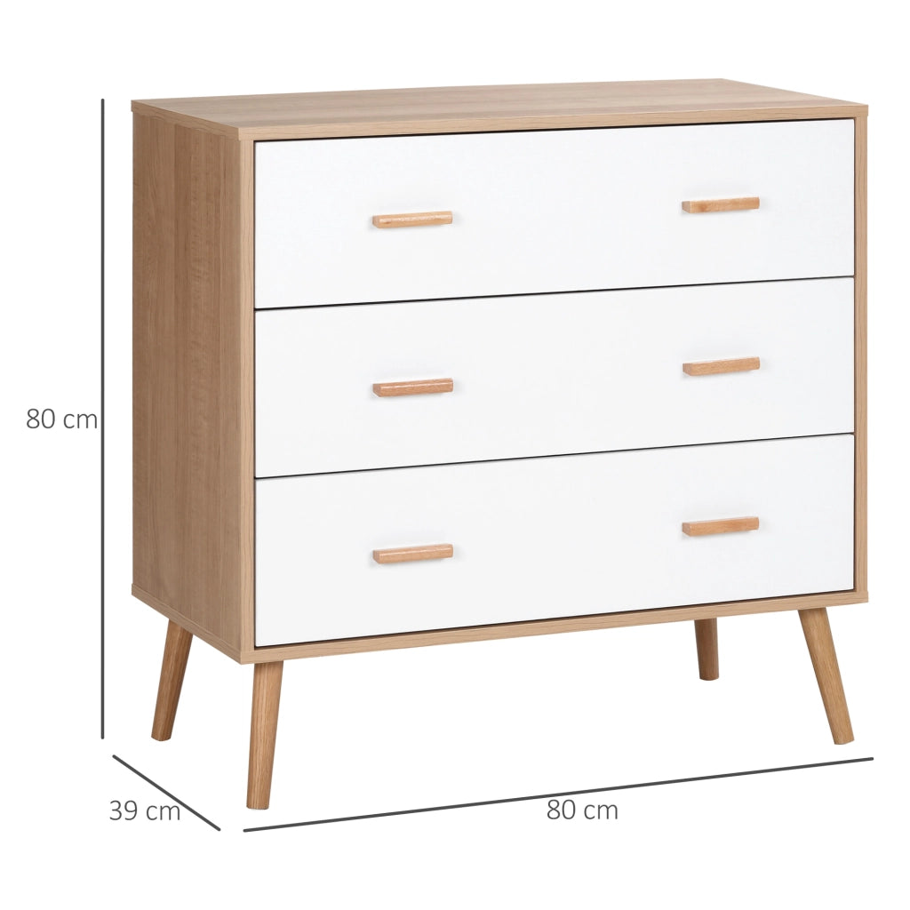 Com¨° 3 Cassetti ¨C Zephmum ¨C Legno Effetto Chiaro Bianco 60x40x